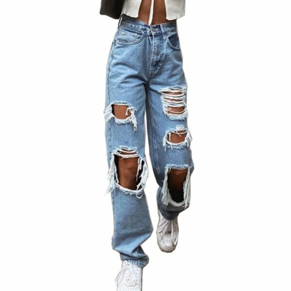 Ellie Ripped Jeans - Y2K Summer Grunge, 90S Retro, Gothic Y2K, Hip Hop Fashion, Y2K