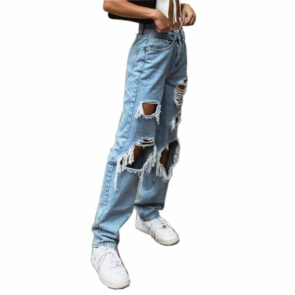 Ellie Ripped Jeans - Y2K Summer Grunge, 90S Retro, Gothic Y2K, Hip Hop Fashion, Y2K