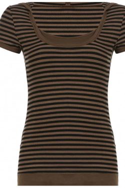 Ellie Striped Brown And Black Short Sleeves - Y2K Summer Grunge 90S Fashion Retro Outfit