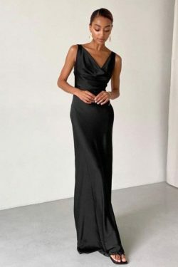 Enela Satin Maxi Dress - Y2K Summer, 90S Grunge, Retro Style, Y2K Party & Club Outfits