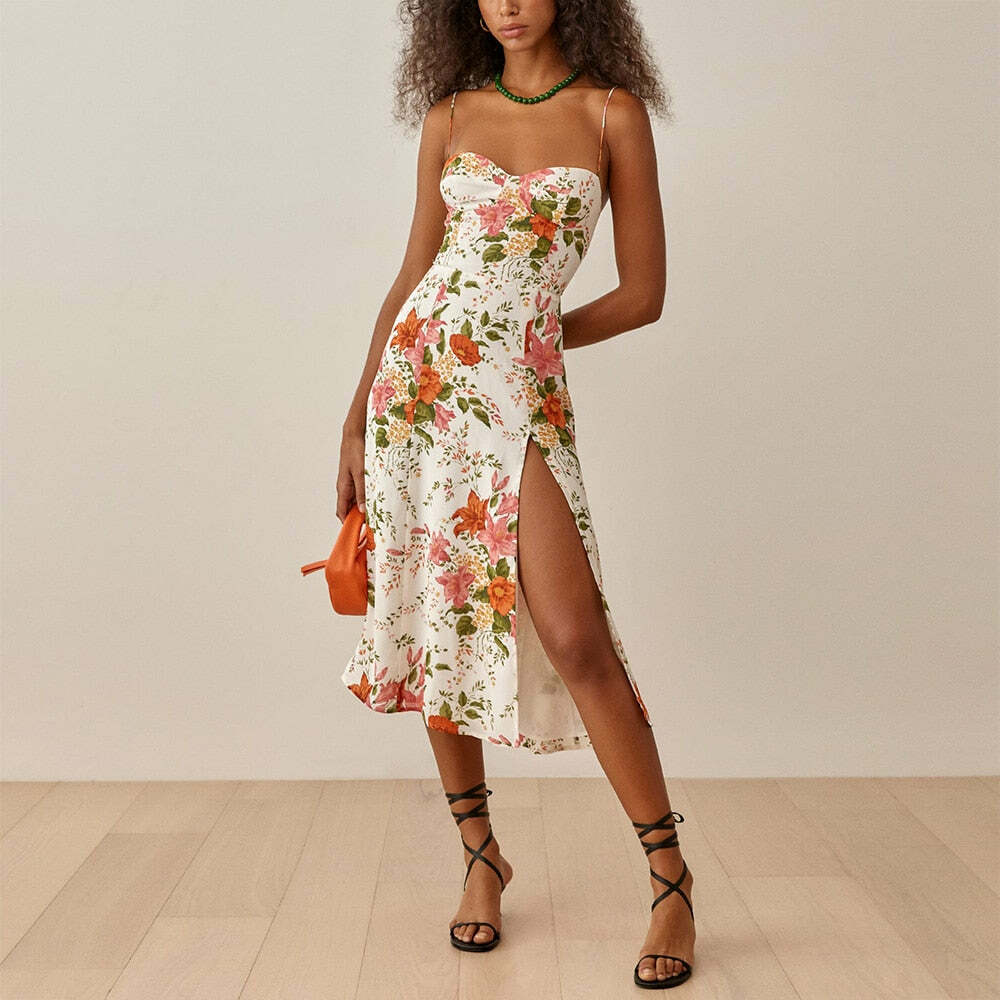 Erin Midi Dress - Y2K Summer Grunge Outfit, 90S Fashion, Retro Style, Pastel Goth, Y2K Party