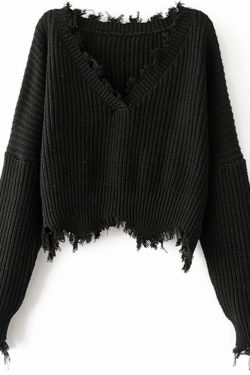 Estella Distressed Sweater - Y2K Grunge, 90S Fashion, Retro Style, Pastel Goth, Y2K Summer Out