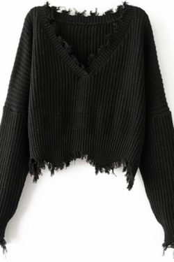 Estella Distressed Sweater - Y2K Grunge, 90S Fashion, Retro Style, Pastel Goth, Y2K Summer Out
