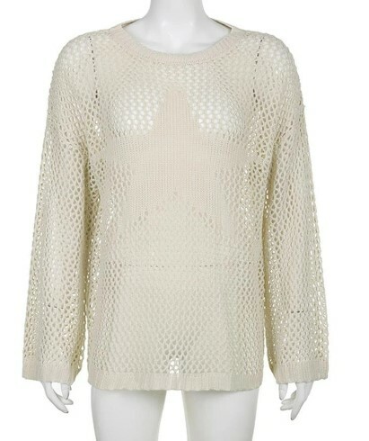 Esther Knit Crochet Shirt - Y2K Summer Grunge Top, 90S Retro Style, Pastel Goth, Y2K Party Outfit