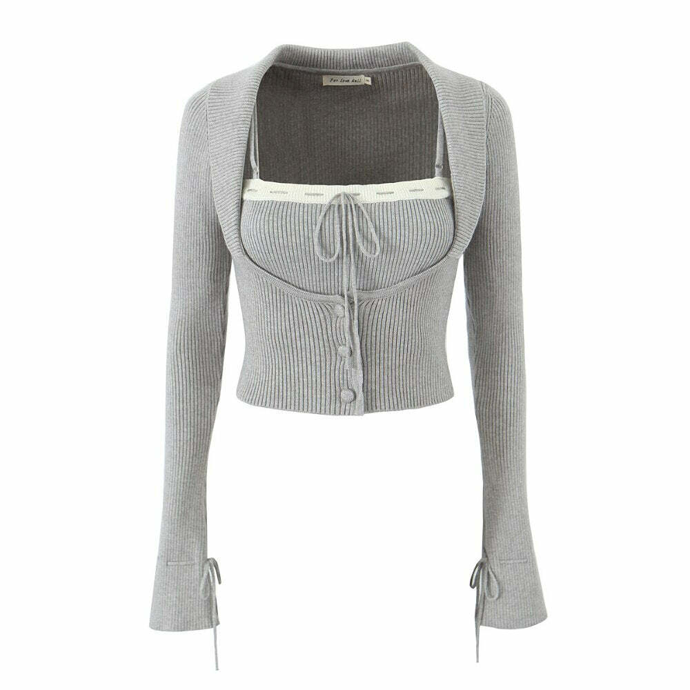Everly Y2K Two Piece Sweater Set - 90S Grunge, Retro Summer Outfit, Pastel Goth Fashion