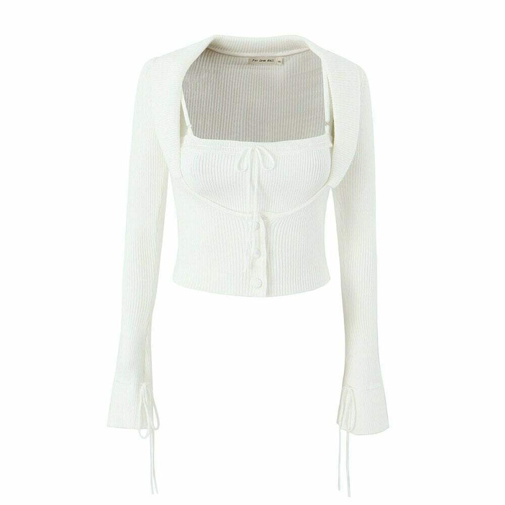 Everly Y2K Two Piece Sweater Set - 90S Grunge, Retro Summer Outfit, Pastel Goth Fashion