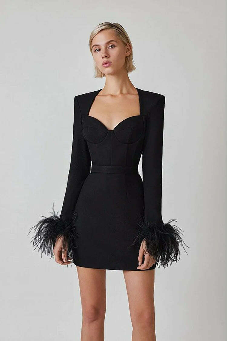 Faina Black Mini Dress - Y2K Summer, 90S Grunge, Retro Party Outfit, Y2K Club & Popstar Style