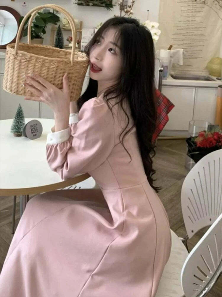 Faymusty Women'S Pink Y2K Lace Mini Dress - Sweet Bow, High Waist, Kawaii Spring Party Outfit
