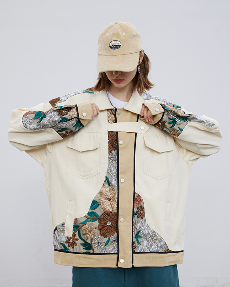 Floral Embroidered Jacket - Y2K Summer, 90S Grunge, Retro Style, Y2K Party & Club Outfits
