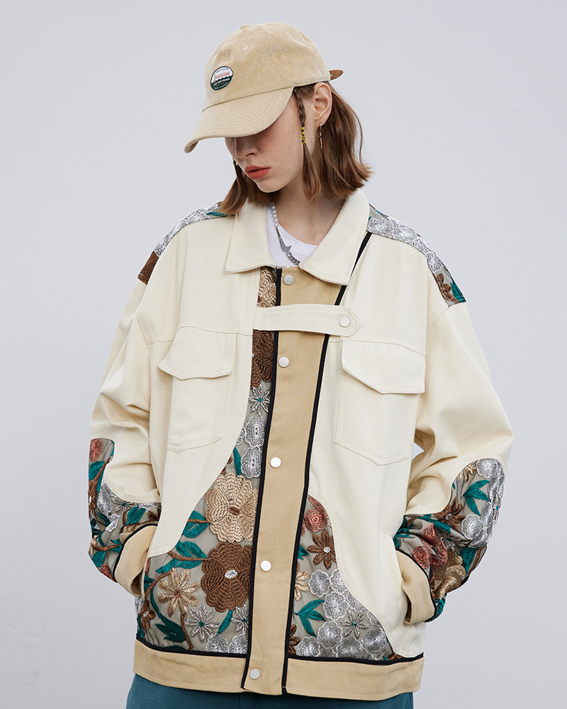 Floral Embroidered Jacket - Y2K Summer, 90S Grunge, Retro Style, Y2K Party & Club Outfits