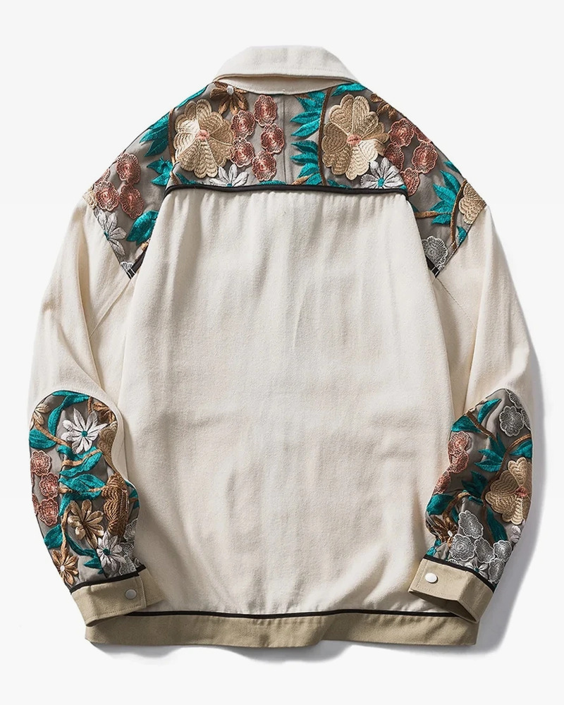 Floral Embroidered Jacket - Y2K Summer, 90S Grunge, Retro Style, Y2K Party & Club Outfits