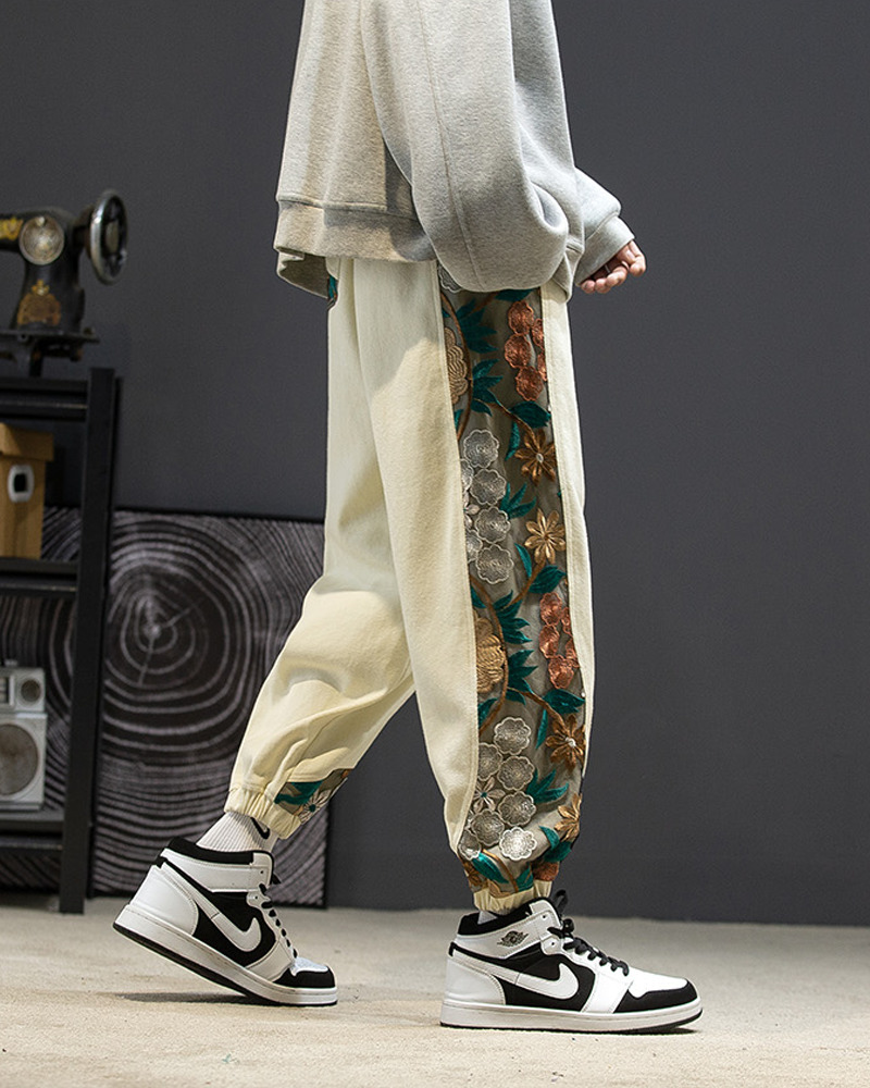 Floral Embroidered Pants - Y2K Summer Grunge, 90S Retro, Pastel Goth, Y2K Club & Party Out