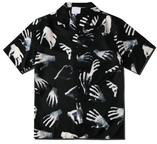 Freya Y2K Grunge Hands Print Shirt - Retro 90S Summer Outfit, Pastel Goth, Y2K Fashion