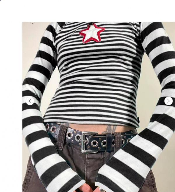 Gianna Striped Long Sleeve Crop Top - Y2K Summer, 90S Fashion, Grunge, Retro, Pastel Goth Outfit