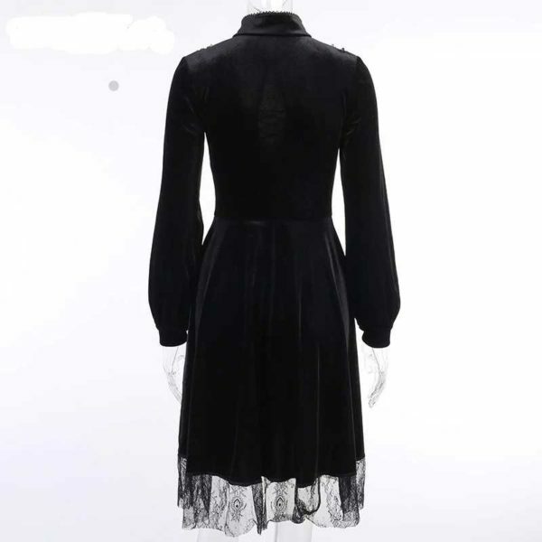 Goth Dark Vintage Velvet Dress - Y2K Grunge, 90S Fashion, Retro Style, Pastel Goth Outfits