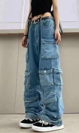 Hailey Multi Pocket High Waist Jeans - Y2K Grunge, 90S Fashion, Retro Style, Y2K Summer Outfits