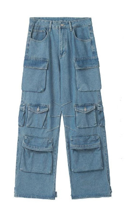 Hailey Multi Pocket High Waist Jeans - Y2K Grunge, 90S Fashion, Retro Style, Y2K Summer Outfits