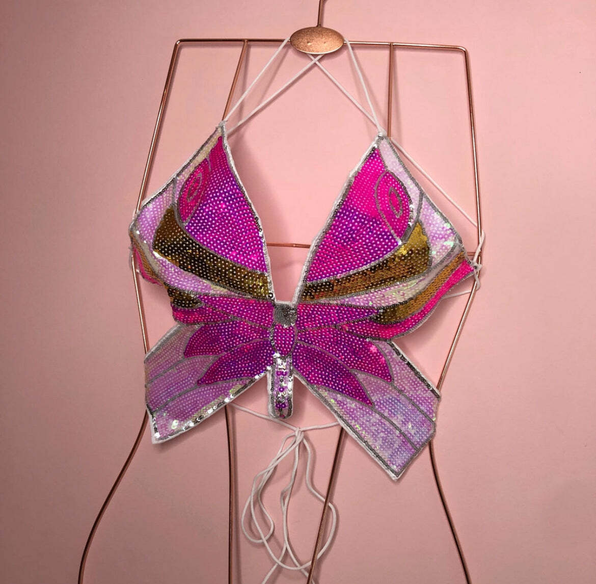 Halsey Butterfly Sequin Top - Y2K Summer, 90S Fashion, Grunge, Retro, Party & Club Outfits