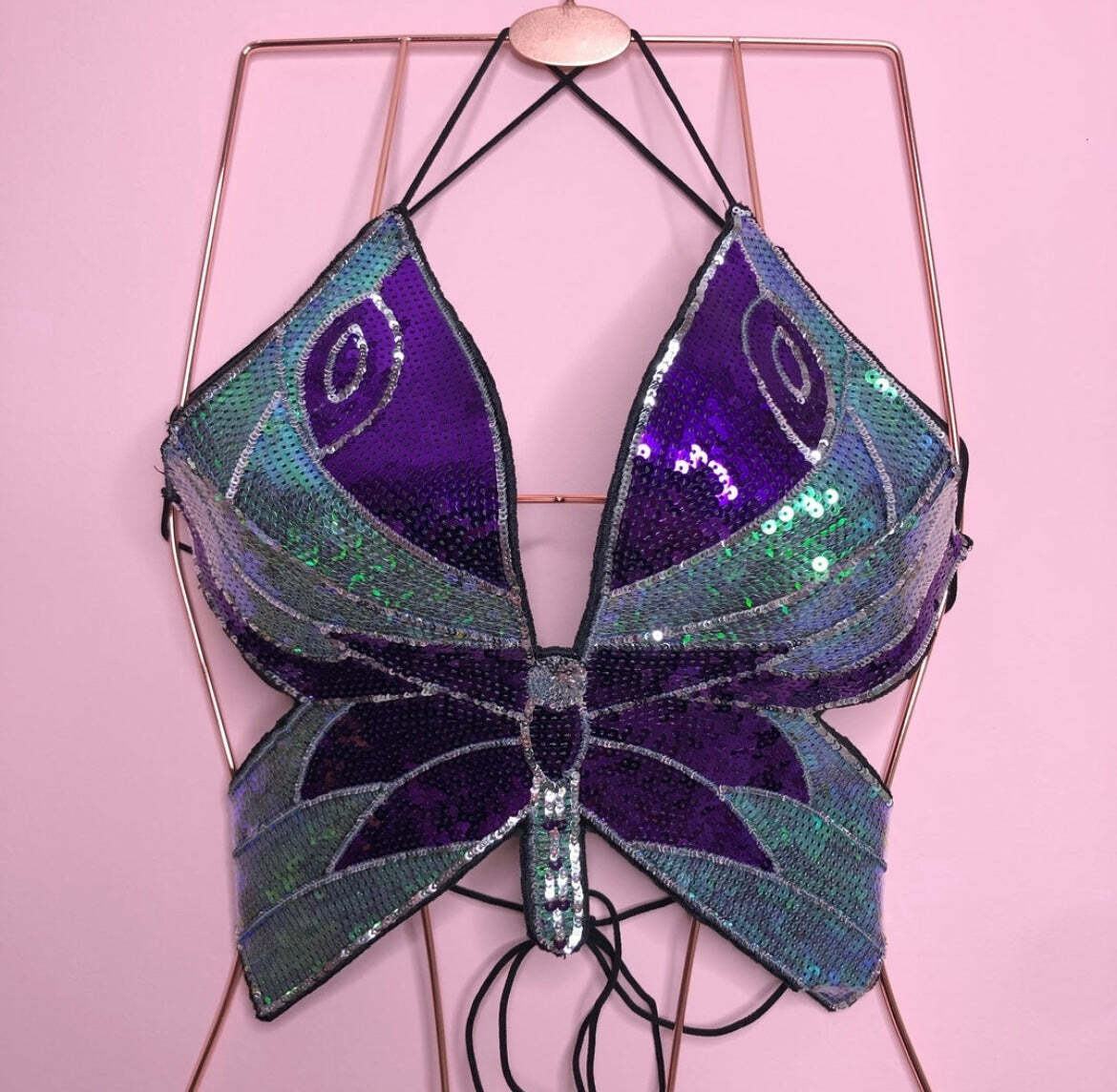 Halsey Butterfly Sequin Top - Y2K Summer, 90S Fashion, Grunge, Retro, Party & Club Outfits