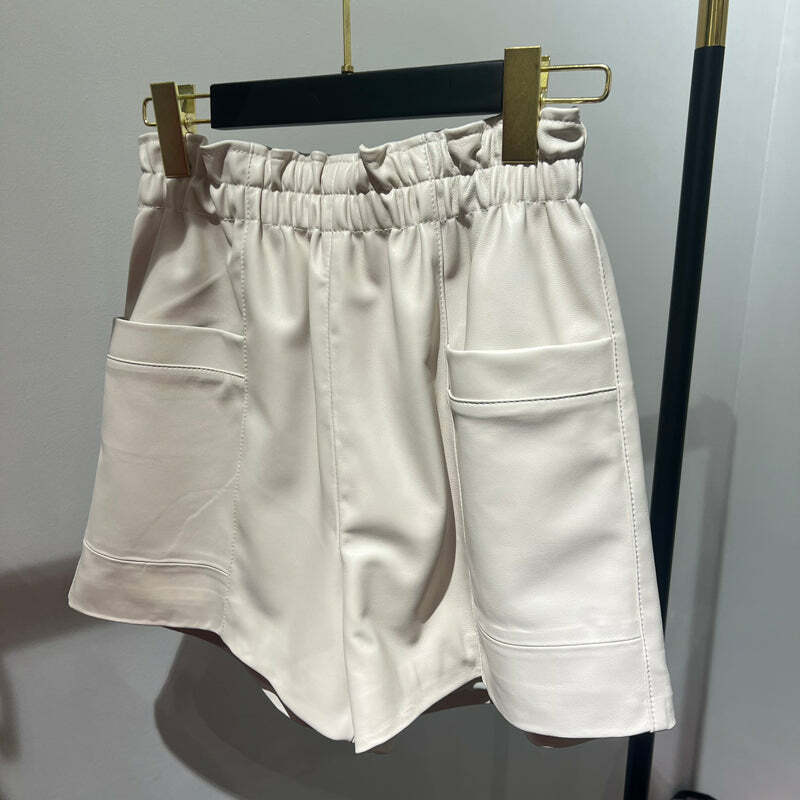 Hanna Y2K Leather Shorts - 90S Grunge, Retro Summer Outfit, Y2K Party & Club Fashion