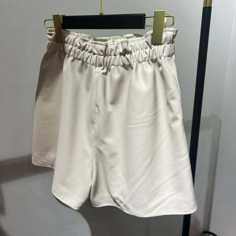 Hanna Y2K Leather Shorts - 90S Grunge, Retro Summer Outfit, Y2K Party & Club Fashion
