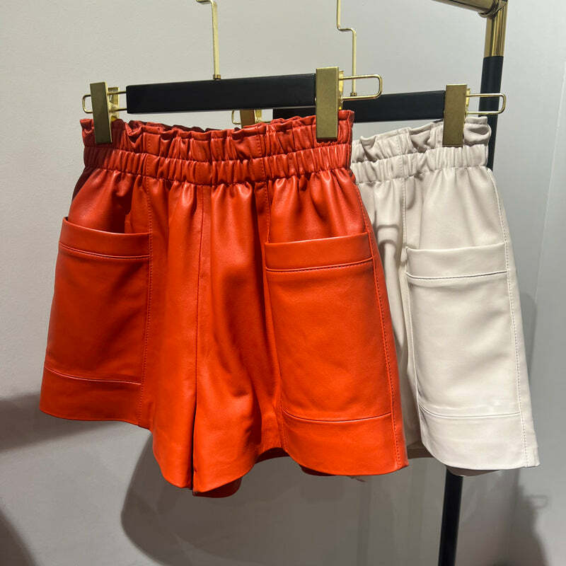 Hanna Y2K Leather Shorts - 90S Grunge, Retro Summer Outfit, Y2K Party & Club Fashion