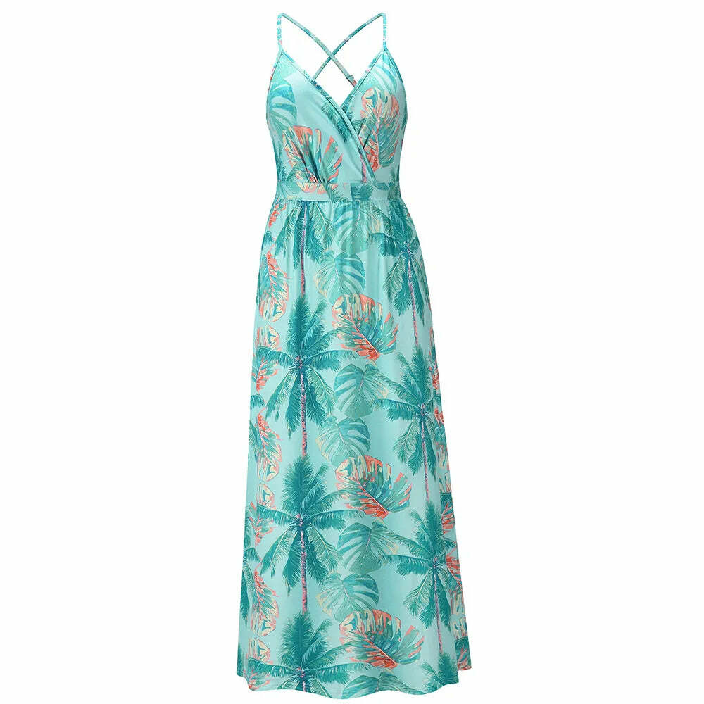 High Quality Y2K Bohemian Floral Camisole Long Dress - Elegant Summer Retro 90S Grunge Outfit