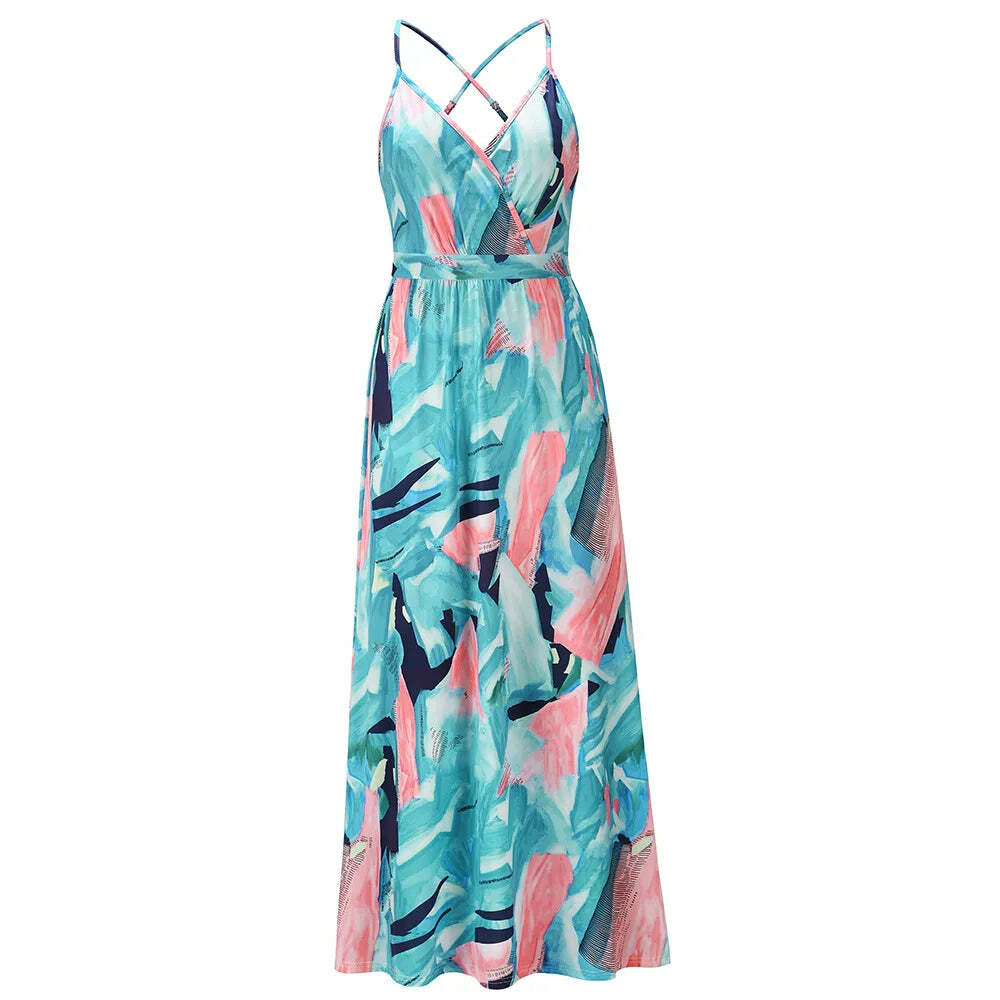 High Quality Y2K Bohemian Floral Camisole Long Dress - Elegant Summer Retro 90S Grunge Outfit