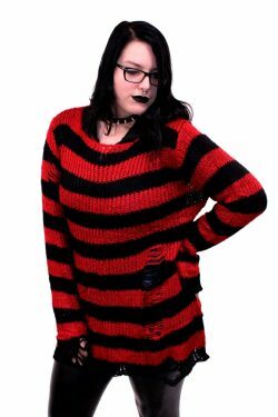 Hot Blooded Distressed Knit Sweater - Y2K Grunge, 90S Fashion, Retro Style, Pastel Goth Outfit