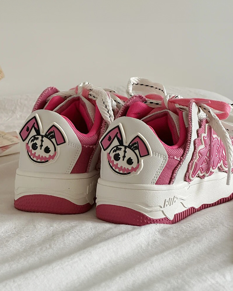 Hot Pink And White Sneakers - Y2K Summer, 90S Grunge, Retro Style, Y2K Party, Y2K Club Out