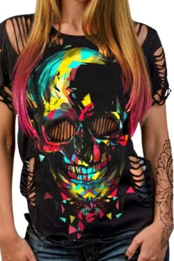 Ivanna Skeleton Shirt - Y2K Grunge Summer Outfit, 90S Retro Fashion, Gothic Y2K Top