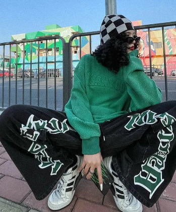 Jade Straight Jeans For Women - Y2K Summer, 90S Grunge, Retro Hip Hop, Pastel Goth Outfits