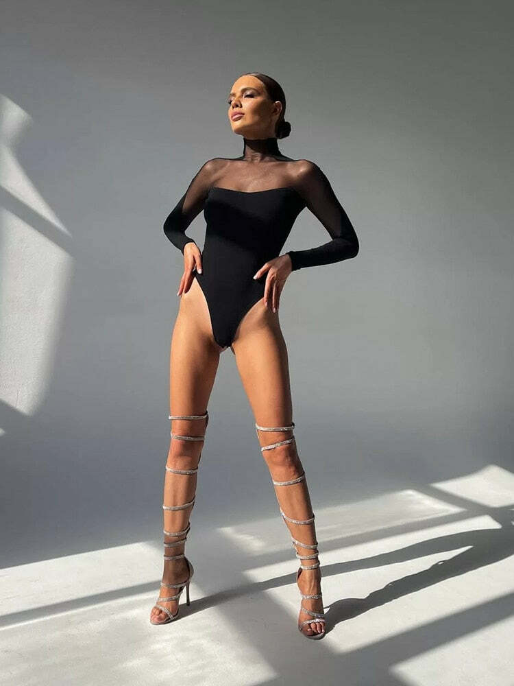 Johan Mesh Bodysuit - Y2K Summer Grunge Outfit, 90S Fashion, Retro Style, Y2K Club &