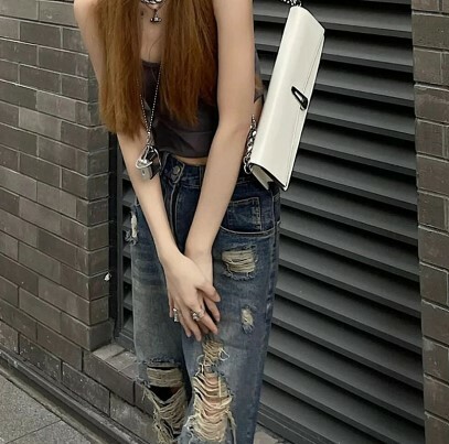 Jordyn Ripped High Waist Jeans - Y2K Grunge, 90S Fashion, Retro Summer Outfits