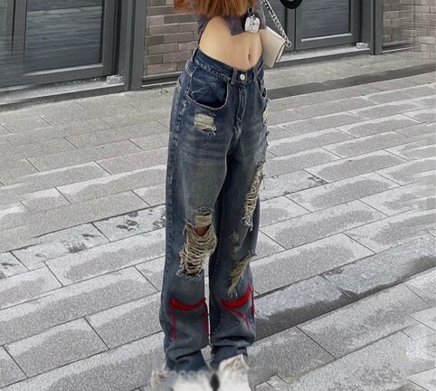 Jordyn Ripped High Waist Jeans - Y2K Grunge, 90S Fashion, Retro Summer Outfits