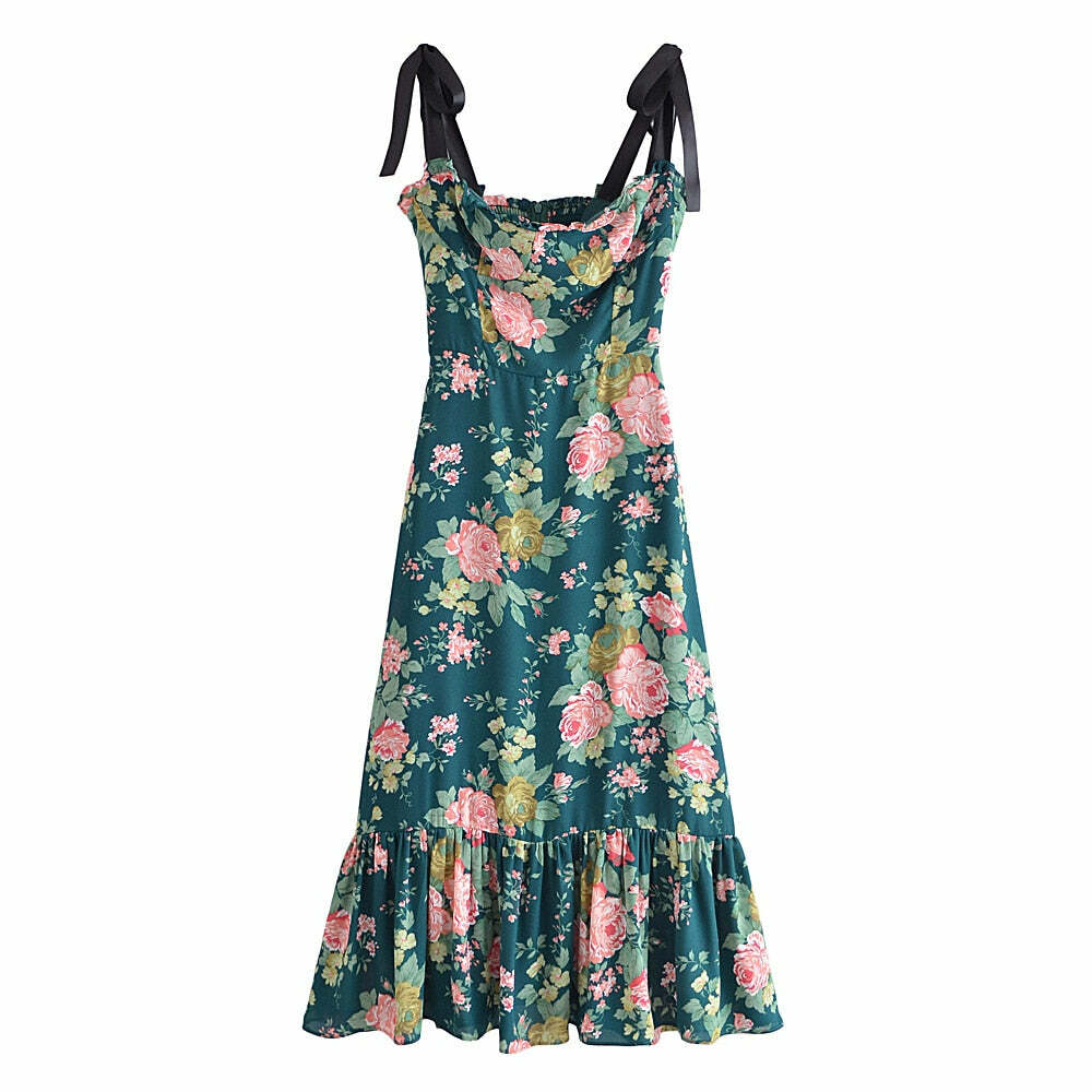 Judith Midi Dress - Y2K Summer Grunge Outfit, 90S Retro Style, Pastel Goth, Y2K Party Fashion