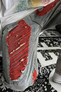 Juliana Y2K Grunge Ripped Denim Jeans - 90S Fashion, Retro Style, Summer Y2K Outfits