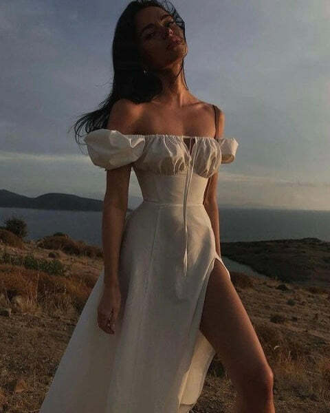 Katie Off Shoulder Midi Dress - Y2K Summer, 90S Fashion, Grunge, Retro, Pastel Goth Outfit