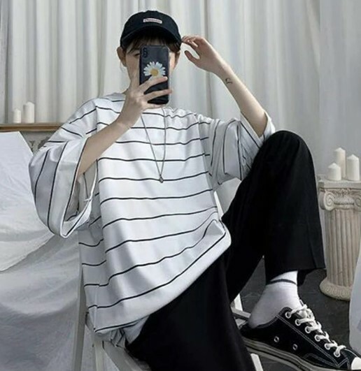 Kaylee Striped Oversized T-Shirt - Y2K Summer, 90S Grunge, Retro Goth, Baby Tees, Y2K