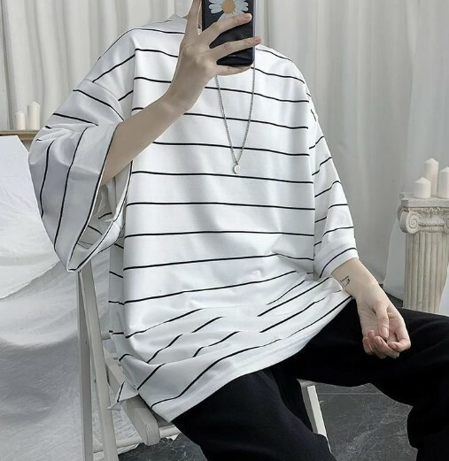 Kaylee Striped Oversized T-Shirt - Y2K Summer, 90S Grunge, Retro Goth, Baby Tees, Y2K