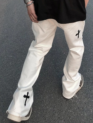 Kinsley Cross Design Jeans - Y2K Summer, 90S Grunge, Retro Hip Hop, Y2K Party Outfits