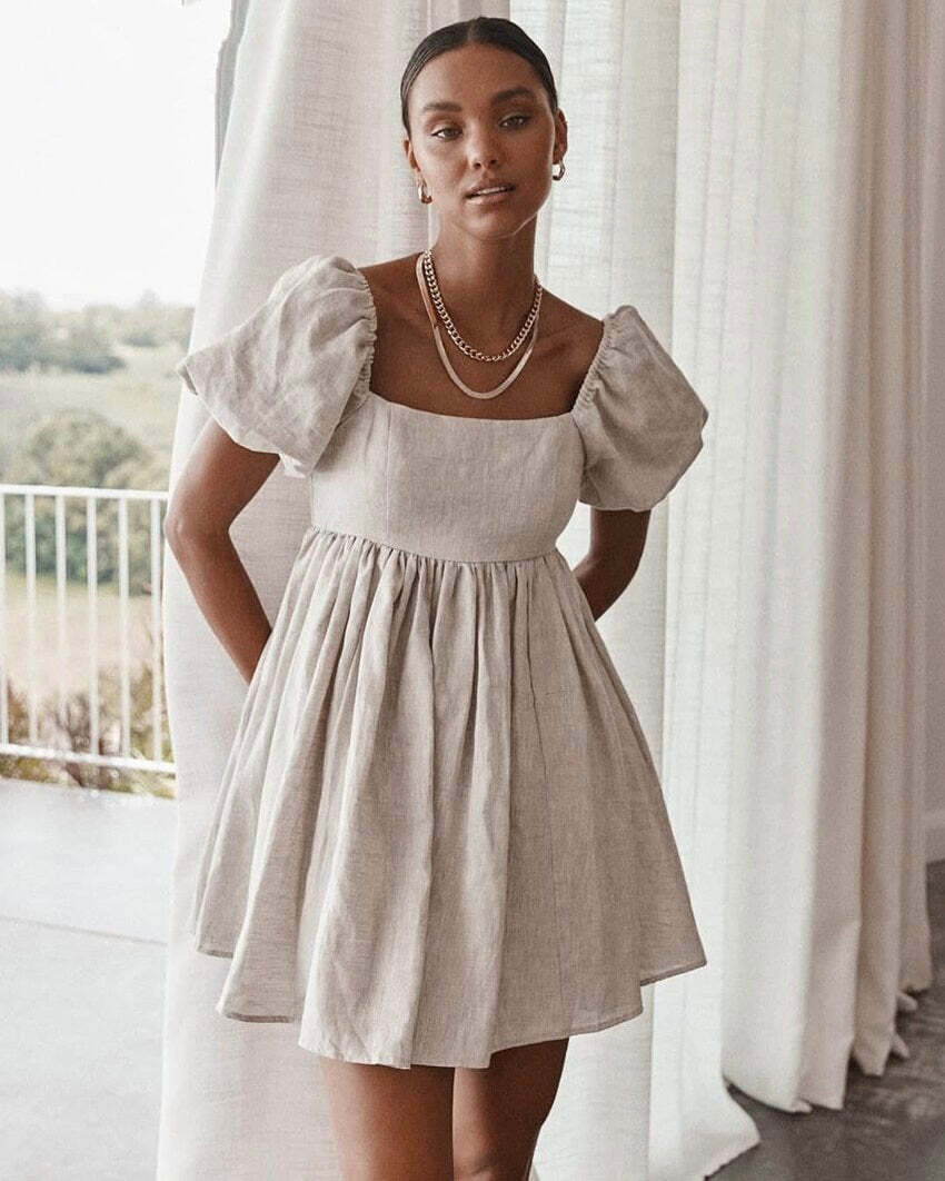 Klara Linen Dress - Y2K Summer Outfit, 90S Fashion, Grunge, Retro Style, Pastel Goth