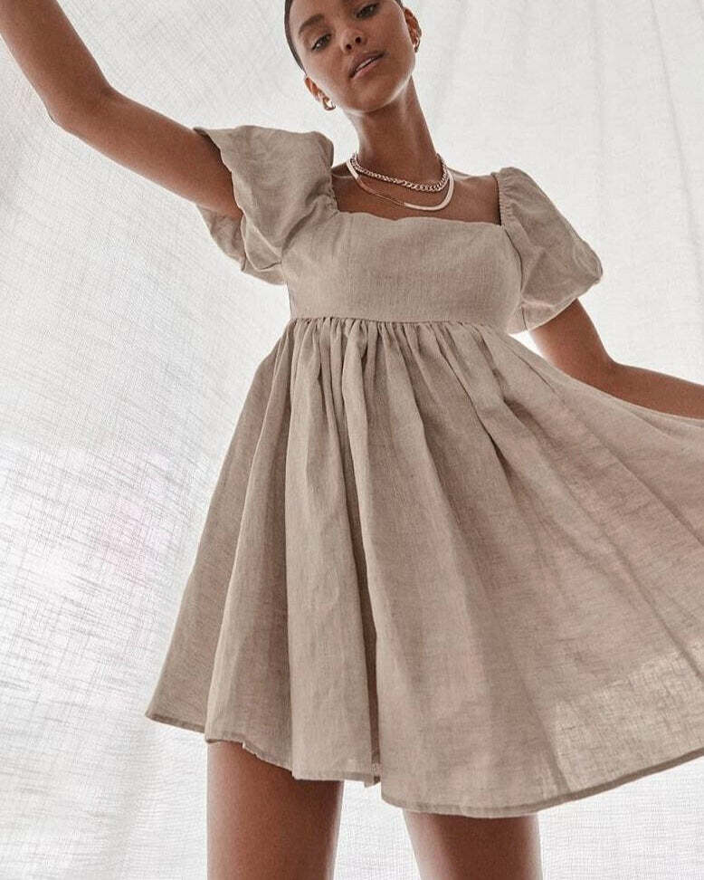 Klara Linen Dress - Y2K Summer Outfit, 90S Fashion, Grunge, Retro Style, Pastel Goth