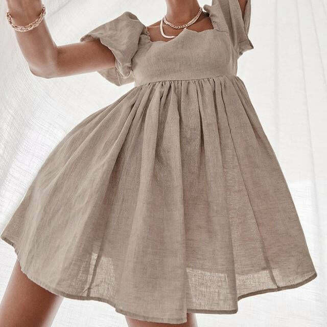Klara Linen Dress - Y2K Summer Outfit, 90S Fashion, Grunge, Retro Style, Pastel Goth