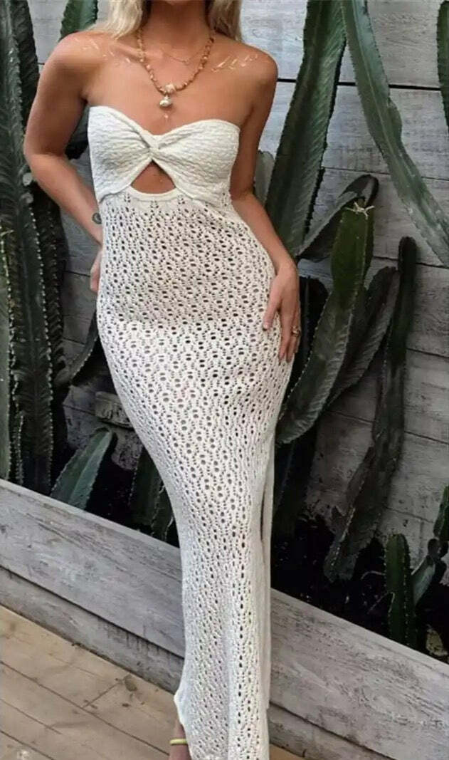 Korina Knitted Maxi Dress - Y2K Summer, 90S Grunge, Retro Style, Pastel Goth, Y2K Party
