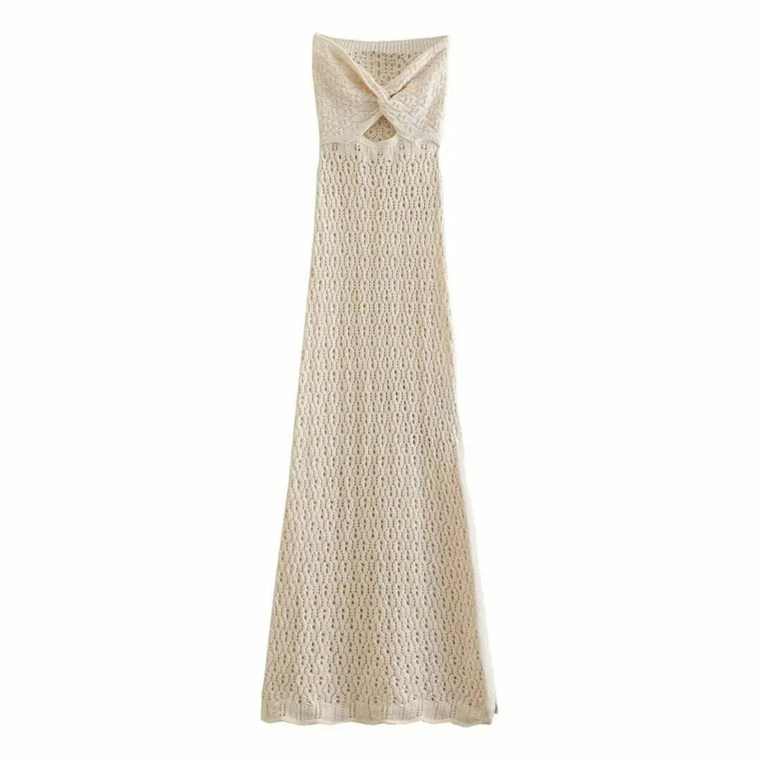 Korina Knitted Maxi Dress - Y2K Summer, 90S Grunge, Retro Style, Pastel Goth, Y2K Party