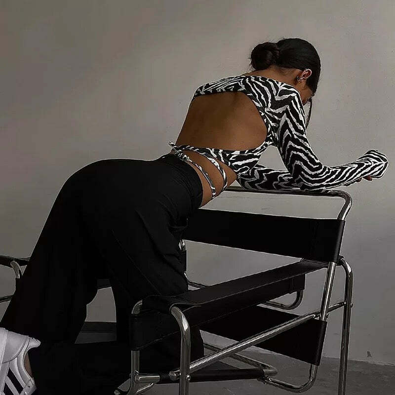 Kristina Zebra Top - Y2K Summer Grunge, 90S Fashion, Retro Style, Y2K Club & Party Outfits