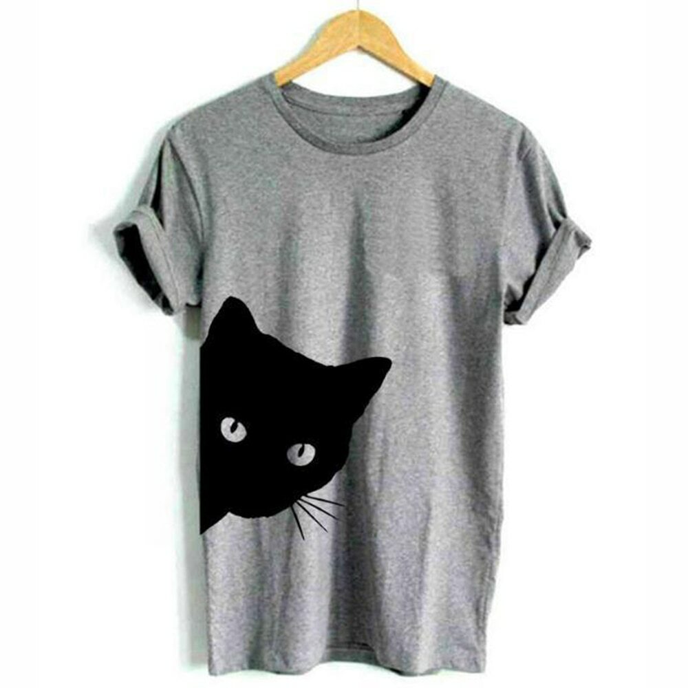 Lennox Black Cat Shirt - Y2K Summer Grunge Outfit, 90S Fashion, Retro Style, Gothic Y2K Top