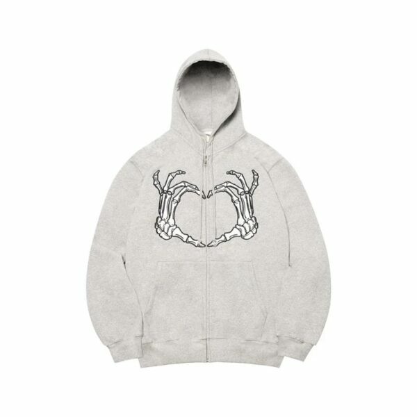 Lennox Skeleton Heart Hoodie - Y2K Grunge, 90S Fashion, Retro Goth, Summer Y2K Outfits