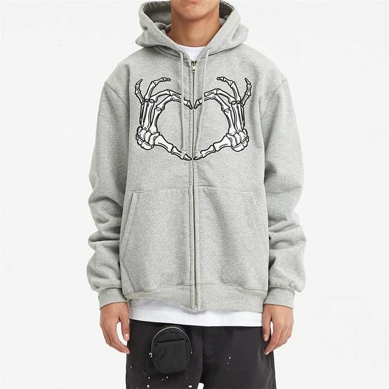 Lennox Skeleton Heart Hoodie - Y2K Grunge, 90S Fashion, Retro Goth, Summer Y2K Outfits